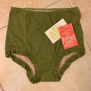 Kortni Jean Ribbed Olive Green High Waist Swimmers